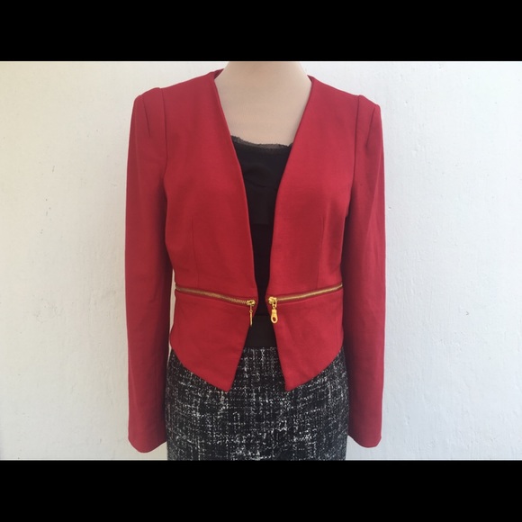 Philosophy Red Zipper Open Blazer - Picture 1 of 8